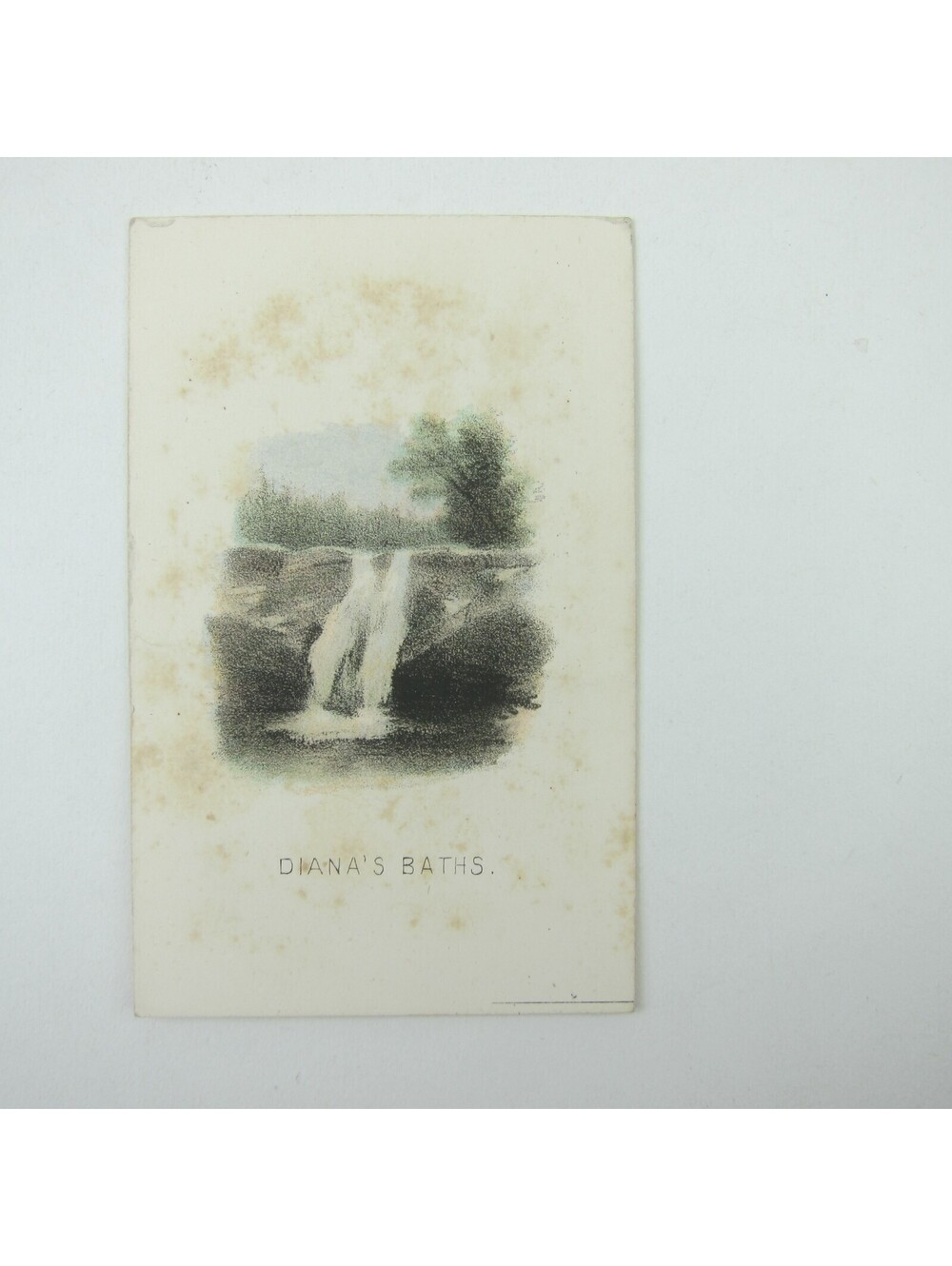 Color Lithograph Print Dianas Baths Waterfall North Conway New Hampshire Antique